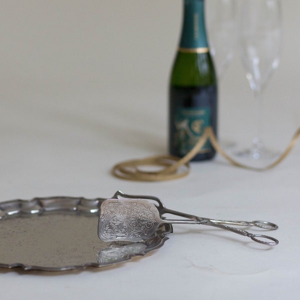 Silver Plated Tongs. For Serving Sandwiches Canapes Pastries Cakes. Party Food. Vintage Kitchen. Art Deco. Antique 1920s