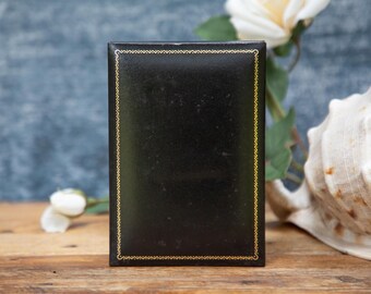 Empty Necklace Case: Black Leather Jewellery Box; Gift Packaging, 1970s Vintage