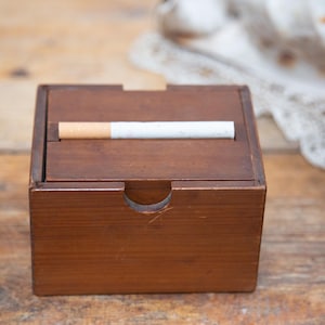 Novelty Cigarette Holder Case. Brown. Tobacciana Tidy. Dispenser. For Table. Mid Century Modern Vintage Decor. C1960s