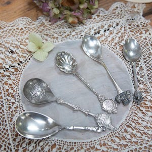 Various Caddy Preserve Spoons. Silver Plate. Loose Leaf Tea. Jam. Marmalade. Made in England. Antique Vintage Kitchen C 1880-1950s