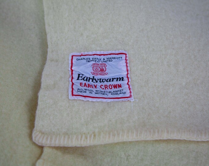 Vintage 1940s 1950s Witney Wool Blanket Earlywarm Early Crown Queen