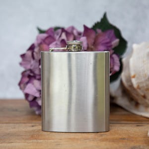 Stainless Steel Hip Flask. Silver Colour. Screw on Arm. Outdoor Event. Races. 7oz. Made in England. Vintage C1970s. 1980s