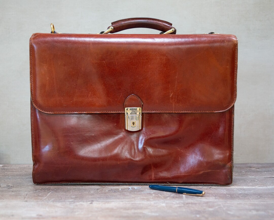 Bosca Briefcase. Tan Leather Bag. Luxury Brand. Attache Case. Etsy