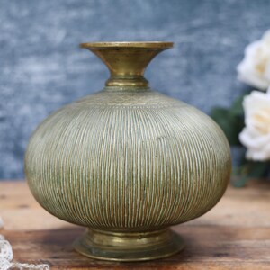 Large Islamic Brass Pot: 1800s Aged Antique Decor