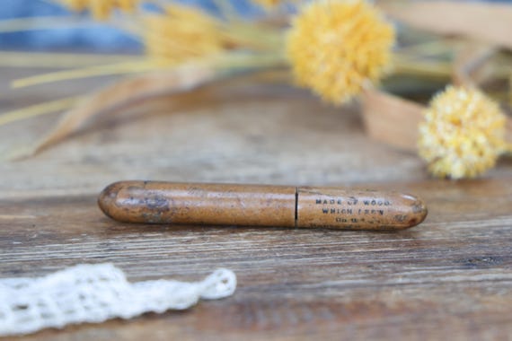 19th Century Wooden Needle Case Holder: Antique Sewing Tool