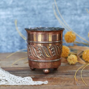 Copper Plated Vase: Herb Small Plant Holder; Antique Decor