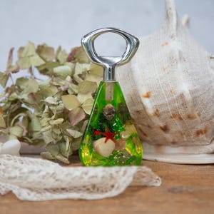 Perspex Bottle Opener. Green. Red. Seaside Aquarium Theme. Usable. Barware. Small Quirky Gift. Vintage Decor C1960s