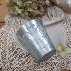 Vintage 1935 Silver Jubilee Cup: King George V & Queen Mary, Aluminum Windsor Mug