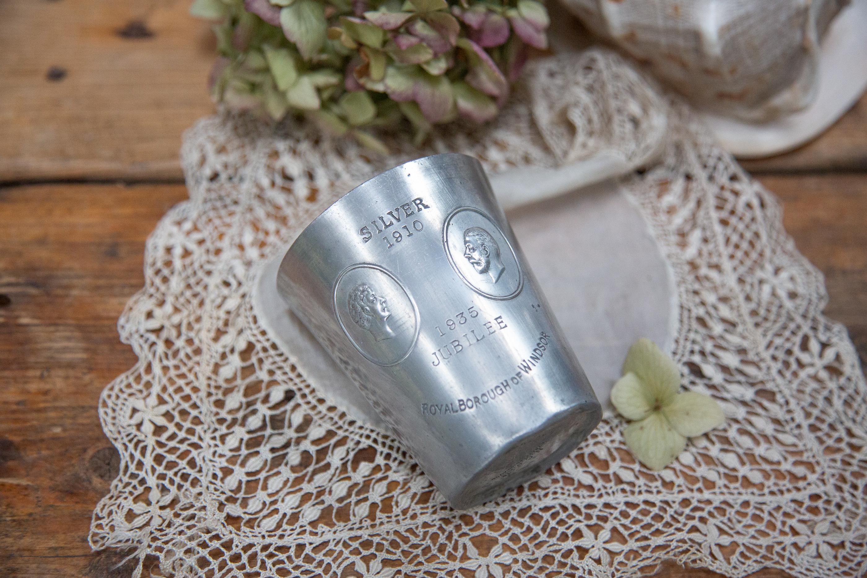 Vintage 1935 Silver Jubilee Cup: King George V & Queen Mary