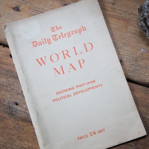 The Daily Telegraph World Map Showing Post-War Political Developments. Abyssinia. Persia. Czechoslovakia. Vintage 1947