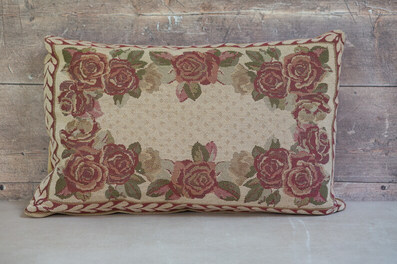 Vintage John Lewis Cushion. Jonelle. Rectangular. Beige Red Etsy