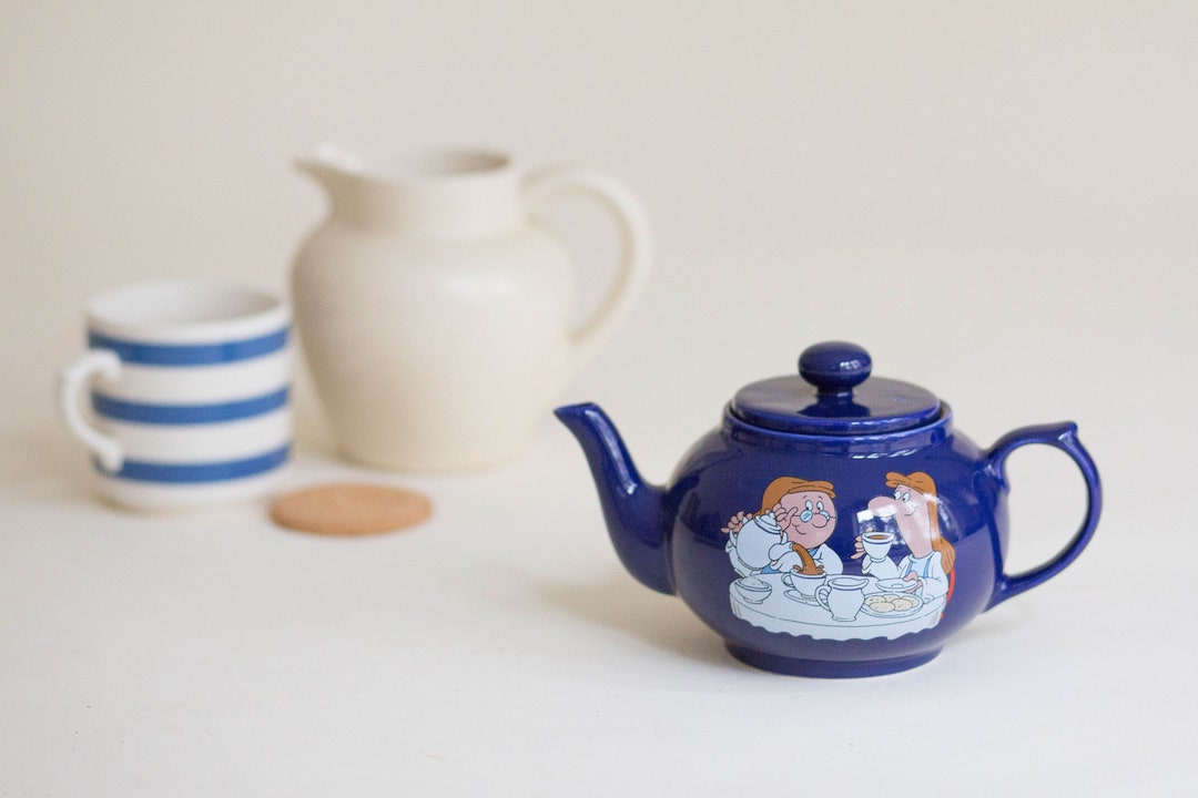 Blue Tetley Teapot. Wade. Glossy. Bags. Loose Tea. Medium Etsy