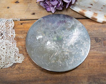Vintage Silver Plated Ornate Cake Plate: Round, Drinks Protector
