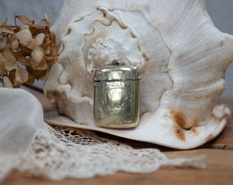 Victorian Silver Plate Vesta Case: Foliate Engraved Matchbox, Fob Chain
