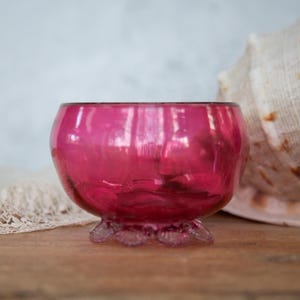 Art Deco Cranberry Ware Bowl. Ruby Red Glass Dish. Antique Circa 1920s
