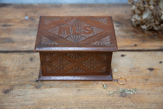 Boîte à Bijoux Ancienne En Bois – Décor Photo Du Puy-en-Velay – Vintage