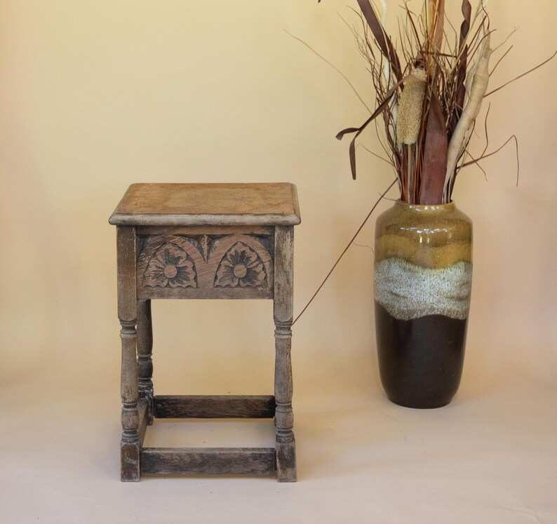 Aged Sewing Oak Wood Craft Box. Solid. Needlework Storage Unit