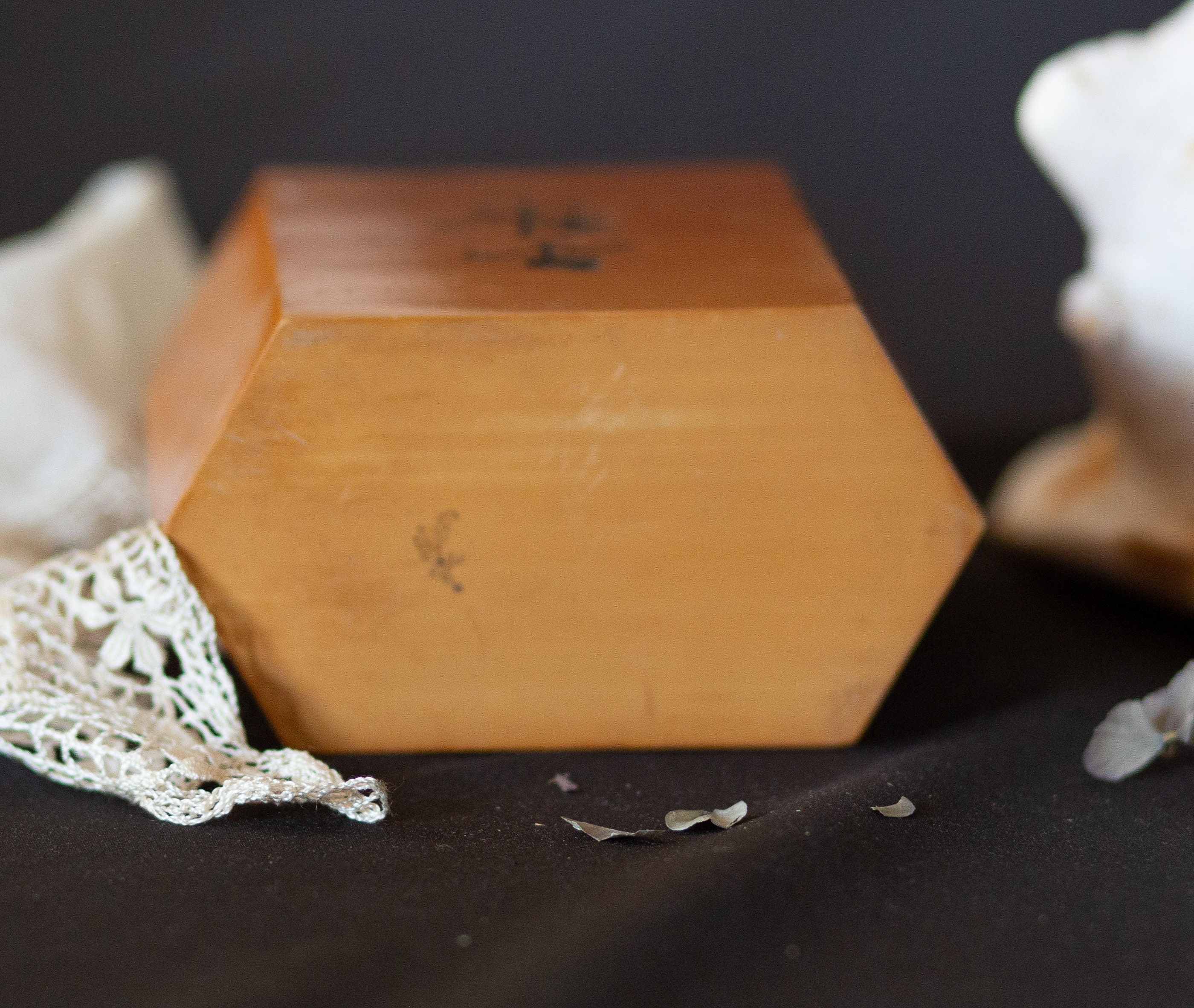 Bamboo Tea Caddy. Oriental Wooden Box. Hexagonal. Chinese