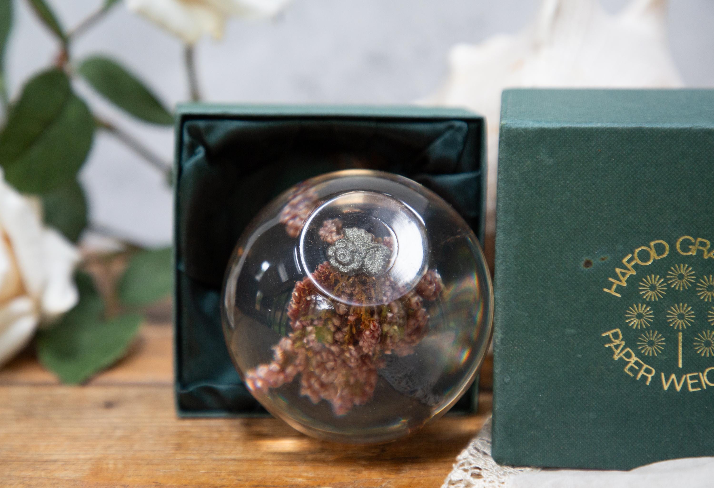 Hafod Grange Resin Paperweight. in Original Box. Round. Pink
