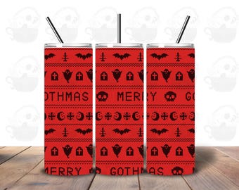 Red Merry Gothmas 20 oz Stainless Tumbler