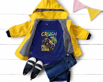 Back to School Shirt, Dino Monster Truck, Crush Preschool, Pre-K, Kinder, 1st, 2nd, or 3rd Grade