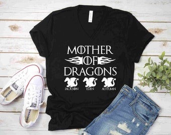 Mother of Dragons Personalized Shirt, Mother's Day, Game of Thrones Inspired, 2 Color Options