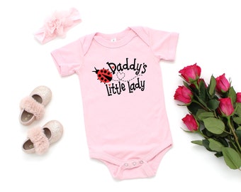 Daddy's Little Lady Baby One Piece, Two colors available, Ladybug Bodysuit