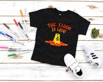 The Floor is Lava Youth Shirt, Funny Kids Tee, Short Sleeve, Two colors available