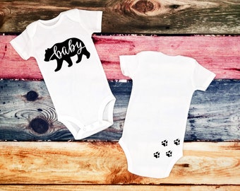 Baby Bear White Bodysuit, 4 Color Options