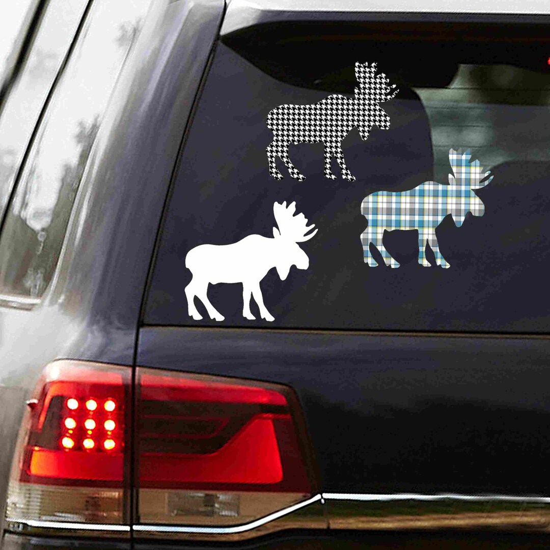 Moose Decal, Car Decal, Laptop Sticker, Solid or Patterned, Two Sizes