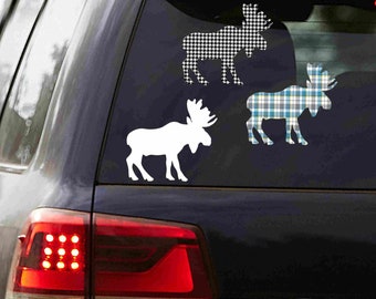 Moose Decal, Car Decal, Laptop Sticker, Solid or Patterned, Two sizes