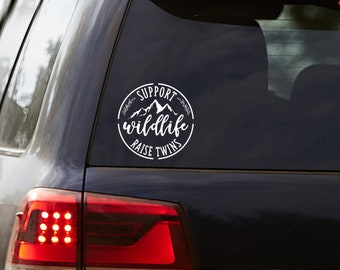 Twins, Support Wildlife Raise Twins Decal, Van decal, Car Sticker, Laptop Sticker, 2 Colors and 3 Sizes Available