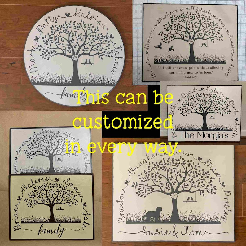 Family Tree Wall Art Blended Family Wooden Sign Etsy