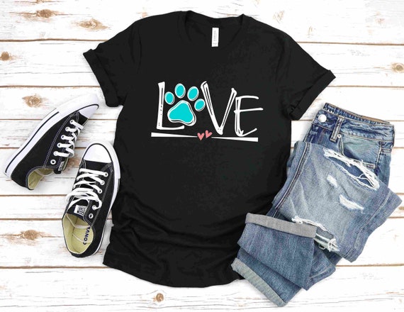 Puppy Love, Paw Print Shirt, Dog Mom, Cat Mom, Pet Lover, 3 Colors Available