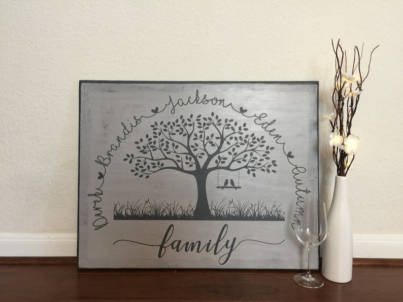 Family Tree Wall Art Blended Family Wooden Sign Etsy