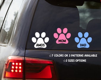 Paw Print Decal, Personalized, 10 Color Choices