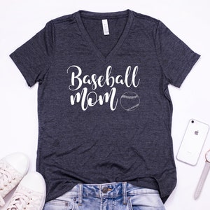 Baseball Mom V-Neck T-Shirt