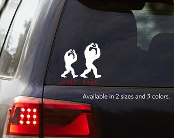 Bigfoot Heart Car Decal: Sasquatch Laptop Sticker