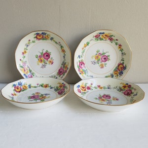 Antique Limoges Floral Set of Four Fruit Bowls, Antique Limoges, Antique Porcelain, Porcelain Fruit Bowls, Made in France, French Porcelain