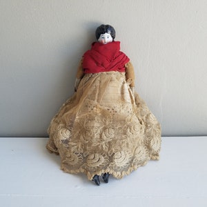 Antique German China Head Doll in Lace Dress, Antique Collectible Dolls, Antique German Dolls, Antique Toys, Blue-eyed Doll, Antique Lace