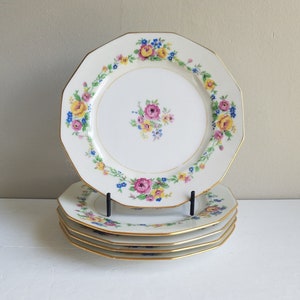 Antique Limoges Set of Five Salad Plates, Antique Salad Plate, Floral Salad Plate, Limoges France, Made in France, Antique Porcelain, 1920&#39;s