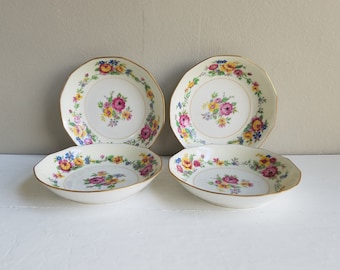 Antique Limoges Floral Set of Four Fruit Bowls, Antique Limoges, Antique Porcelain, Porcelain Fruit Bowls, Made in France, French Porcelain