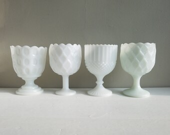 Vintage Milk Glass Goblet, Milk Glass Planter, Scalloped Rim Edge, Vintage Milk Glass, Vintage Cups, Vintage Home Decor, Vntg White Glass