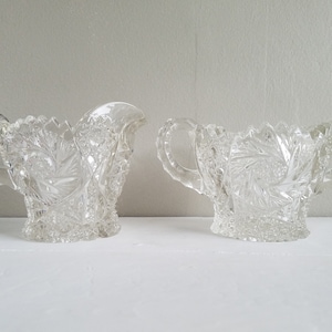 Vintage Imperial Glass Co. Set of Sugar Bowl and Creamer in the Whirling Star Pattern, Vintage Sugar Bowl and Creamer, Vintage Kitchen, #555