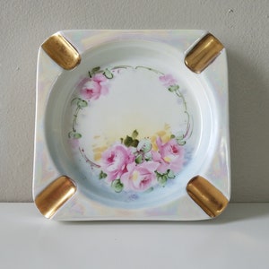 Vintage Porcelain Floral Ashtray, Vintage Porcelain, Vintage Home Decor, Made in Germany, Vintage Hand-painted Porcelain, Ashtrays, 1930&#39;s