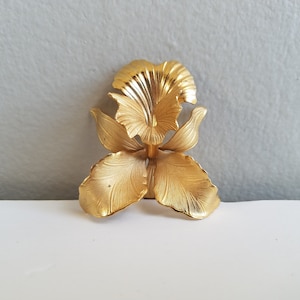 Broche Vintage Orchidée En émail Rose Sur Or, Signée CERRITO ORIGINAL 1982 - Occasion