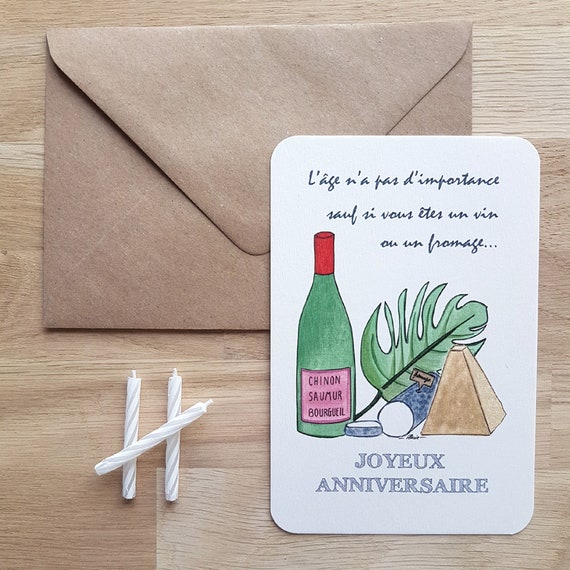 Happy Birthday Card Gourmand Wine Cheese Free Shipping Etsy Happy Birthday Card Gourmand Wine Cheese Free Shipping Etsy