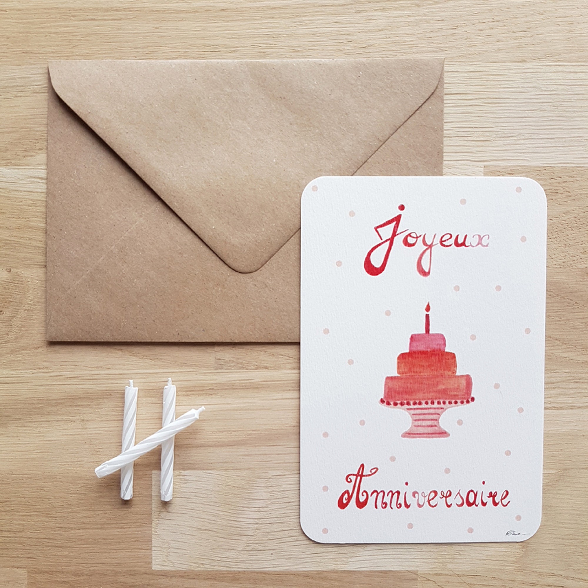 Postcard Joyeux Anniversaire Cake Birthday Etsy