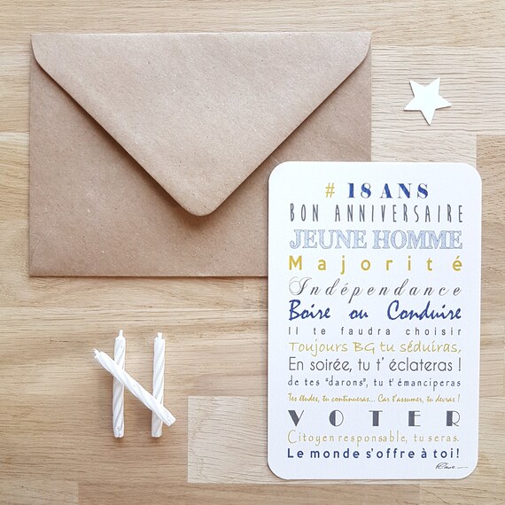 Carte Postale 18 Ans Jeune Homme Joyeux Anniversaire Etsy France