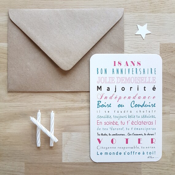 Carte Postale 18 Ans Joyeux Anniversaire Jolie Demoiselle Etsy Carte Postale 18 Ans Joyeux Anniversaire Jolie Demoiselle Etsy